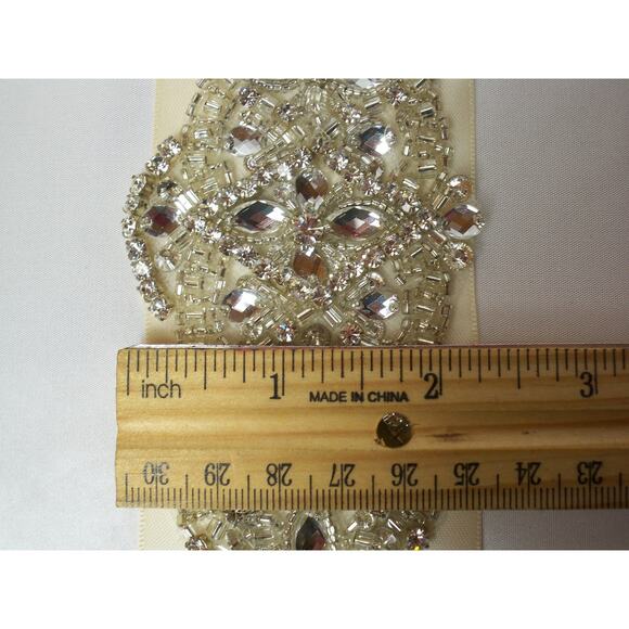 Ivory rhinestone bridal dress belt party prom formal eveningwear dress belt sash - Picture 6 of 6